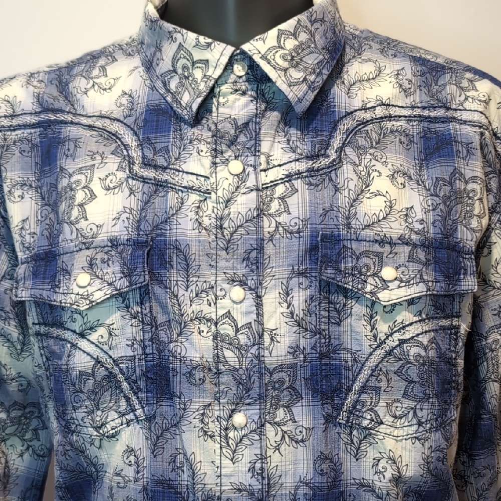 Rock 47 By Wrangler Plaid And Floral Western Shirt